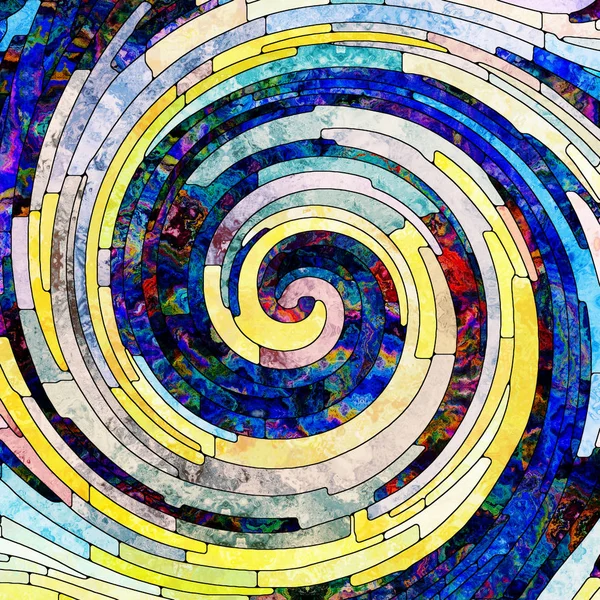 Serie Espiral Twirl Abstracción Artística Compuesta Patrón Remolino Vidrieras Fragmentos — Foto de Stock