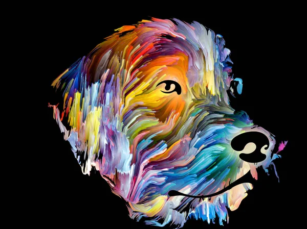 Быстрое Рисование Собаки Черном Фоне Тему Любви Дружбы Верности Товарищества — стоковое фото