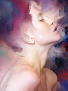 Dünya serisi. Duygular, duygular, iç dünya, yaratıcılık ve hayal gücü konularında kadın portresinin canlandırılması.