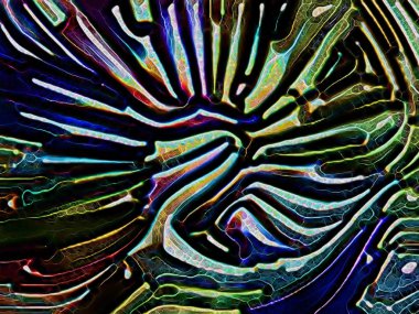 Canlı Fraktal Geometri serisi. Hacim 3 boyutlu fraktal parçacığın bileşimi hayal gücü, yaratıcılık sanatı ve tasarım projeleri için zemin olarak siyah üzerine izole edilmiş.