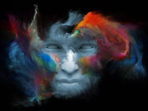 Mind Fog Series Composition Rendering Human Face Morphed Fractal Paint — Stock Photo, Image