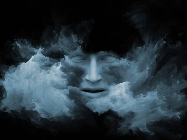 Mind Fog Series Illustrtion Human Head Morphed Fractal Paint Suitable — Stock Photo, Image