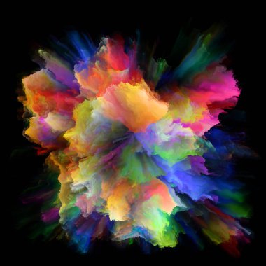 Duygu serisi renk. Renk patlaması sıçrama patlama konu için hayal gücü, yaratıcılık sanat ve tasarım grafik bileşimi