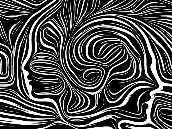 Внутрішній Серії Геометрії Фон Дизайн Людське Обличчя Надані Традиційному Woodcut — стокове фото