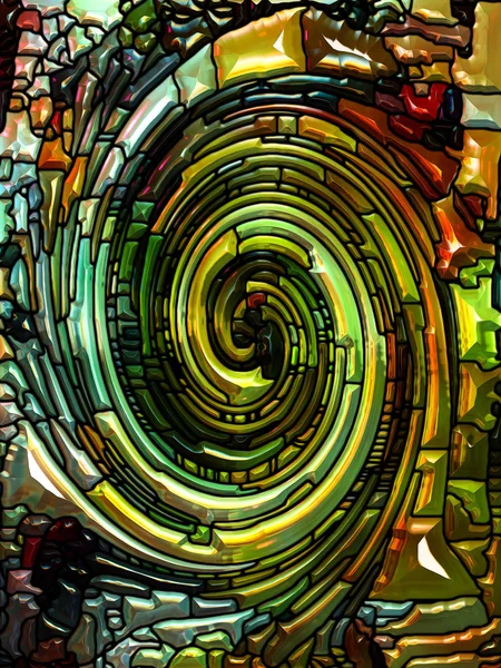 Spiral Twirl Series Composition Stained Glass Swirl Pattern Color Fragments — Stock Photo, Image