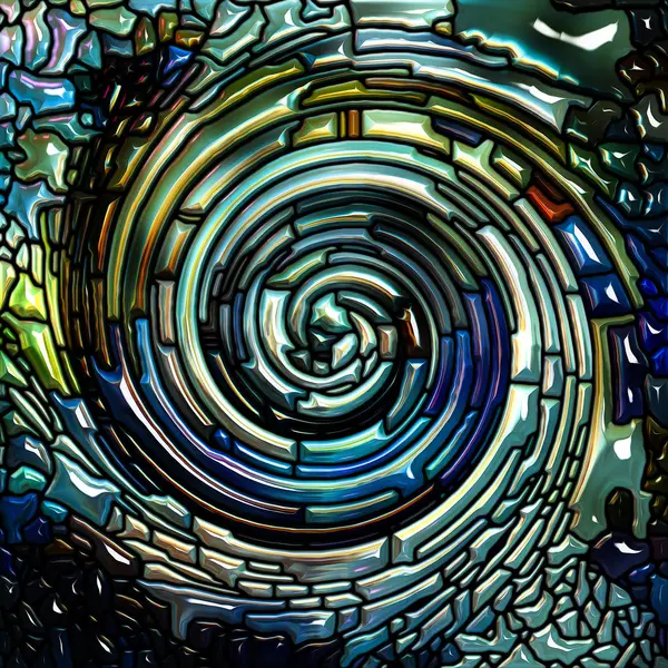 Spiral Twirl Serien Arrangemang Målat Glas Virvel Mönster Färg Fragment — Stockfoto