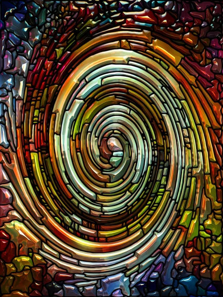 Spiral Twirl Series Interplay Stained Glass Swirl Pattern Color Fragments — Stock Photo, Image