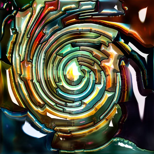 螺旋旋转系列 抽象背景由彩色碎片的彩色玻璃旋涡图案制成 用于丰富多彩的设计 艺术和想象力项目 — 图库照片