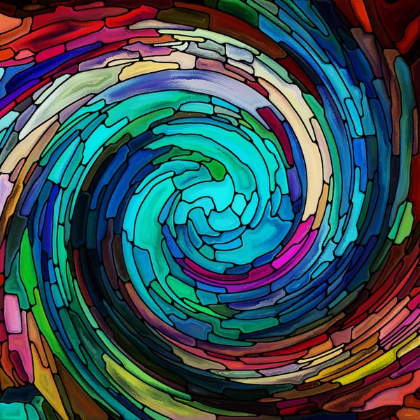 Serie Spiral Twirl Composizione Vetro Colorato Modello Vortice Frammenti Colore — Foto Stock