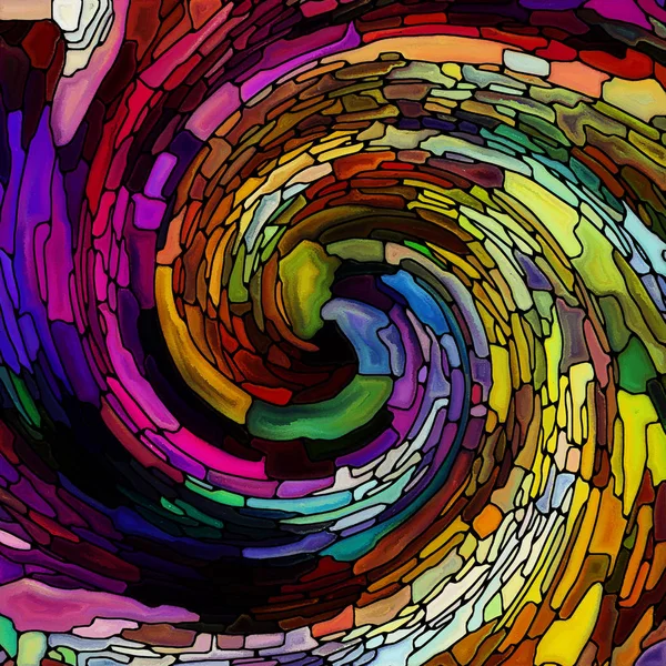 Spiral Twirl Series Backdrop Design Stained Glass Swirl Pattern Color — Stock Photo, Image