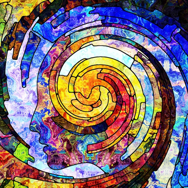 Спіральна Серія Twirl Композиція Вітражний Вихровий Візерунок Кольорових Фрагментів Тему — стокове фото