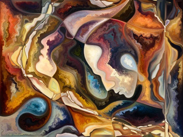 Innere Texturreihe Künstlerische Abstraktion Bestehend Aus Gesichtern Farben Organischen Texturen — Stockfoto