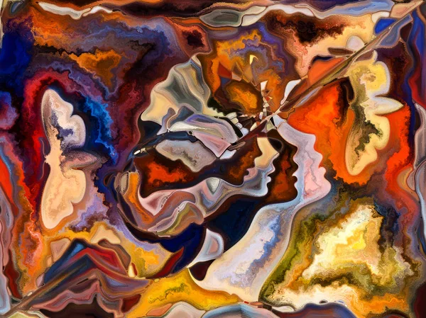 Innere Texturreihe Hintergrundkomposition Von Gesichtern Farben Organischen Texturen Fließenden Kurven — Stockfoto