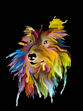 Speed painting of a pet on black background on subject of love, friendship, faithfulness, companionship between dog and man. God bless animals series. clipart