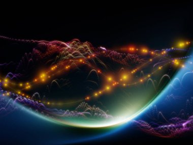 Dijital rüyalar serisi. Teknolojik altyapı bilim, eğitim, bilgisayar ve modern teknolojinin projelerde kullanmak için sanal görselleştirme bileşenleriyle oluşan zemin