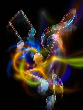 Müzik serisi rengi. Zemin müzikal sembolleri ve renk boya oluşmaktadır ve performans sanatları, müzik, ses ve yaratıcılık projelerde kullanıma uygun
