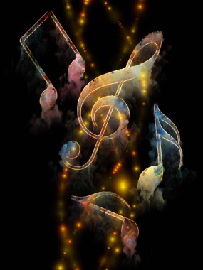 Müzik serisi rengi. Zemin müzikal sembolleri ve renk boya oluşmaktadır ve performans sanatları, müzik, ses ve yaratıcılık projelerde kullanıma uygun