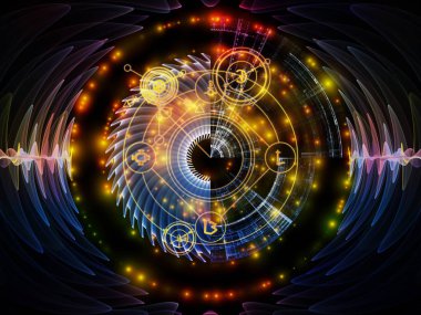 Astral kızdırma serisi. Tasarım maneviyat, büyü ve Tasavvuf konusunda bir metafor olarak kutsal geometri hatları, Astroloji sembolleri ve ışıklar oluşur