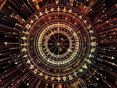 Anlam serisi çemberi. Kutsal sembolleri, oklar ve Maneviyat, Astroloji, fal ve sihir konusunda fraktal öğeleri