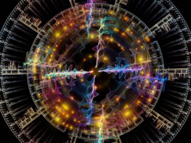 Dalga fonksiyonu serisi. Sanatsal soyutlama oluşan renkli sinüs titreşimleri, ışık ve fraktal öğeleri konu üzerinde ses ekolayzer, müzik spektrum ve kuantum olasılık