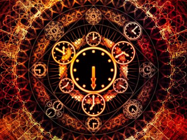 Saat serisi daireler. Soyut tasarım saat semboller ve bilim, eğitim ve tahmini konusu fraktal öğelerinde yapılan