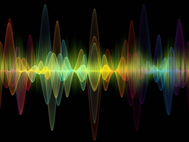 Dalga fonksiyonu serisi. Renkli sinüs titreşimlerin aranjman, ışık ve fraktal elemanları ses ekolayzer, projeler için fon olarak müzik spektrum ve kuantum olasılık