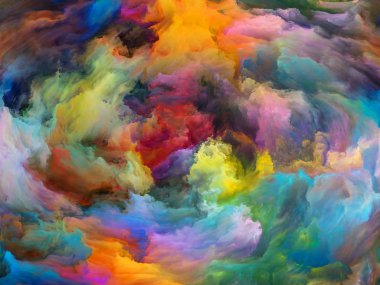 Soyut Renk serisi. Sanat, yaratıcılık ve hayal gücü üzerine bir metafor olarak tuval üzerinde hareket halindeki renkli boyadan oluşan tasarım.