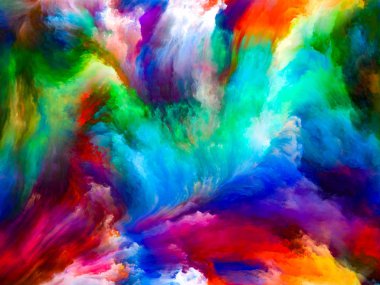 Soyut Renk serisi. Sanat, yaratıcılık ve hayal gücü projeleri için uygun bir zemin olarak tuval üzerinde hareketli rengarenk boya kompozisyonu