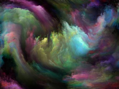 Soyut Arkaplan serisi. Sanat, yaratıcılık ve hayal gücü konulu tuval üzerinde renk ve hareketten oluşan soyut tasarım