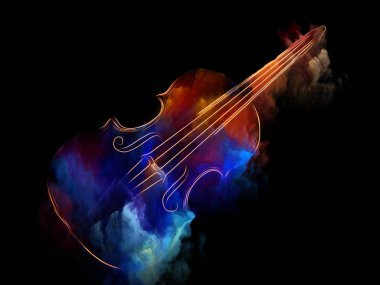 Müzik rüya serisi. Tasarım projeleri ile ilgili müzik aletleri, melodi, ses, performans sanat ve yaratıcılık için zemin olarak hizmet etmek için keman ve soyut renkli boya yaptı