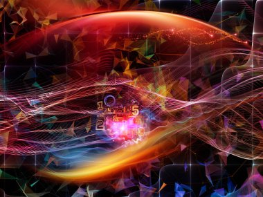 Dijital rüyalar serisi. Teknolojik altyapı bilim, eğitim, bilgisayar ve modern teknolojinin projelerde kullanmak için sanal görselleştirme bileşenleriyle oluşan zemin