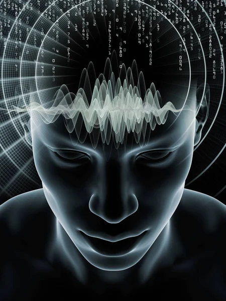Umysł Serii Fale Streszczenie Projektu Wykonane Ilustracja Głowy Człowieka Technologii — Zdjęcie stockowe