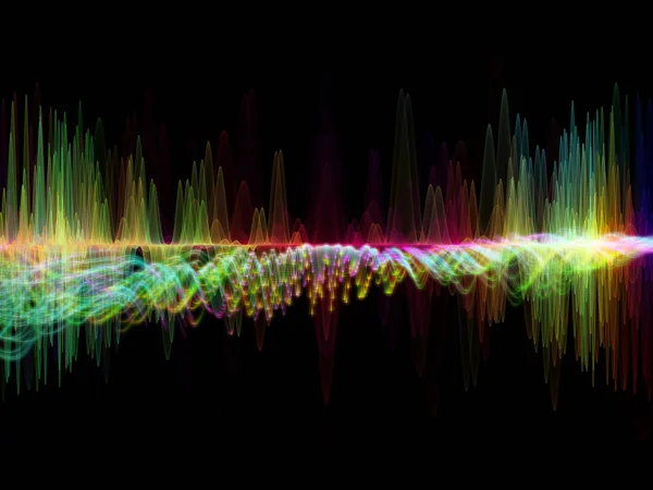 Wave Function series. Artistic abstraction composed of colored sine vibrations, light and fractal elements on the subject of sound equalizer, music spectrum and  quantum probability