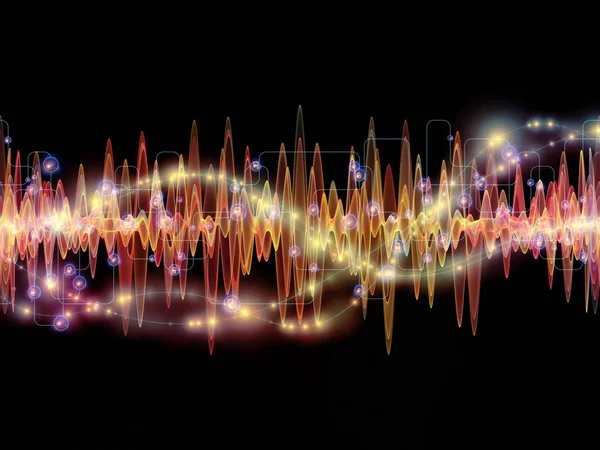 Wave Function series. Creative arrangement of colored sine vibrations, light and fractal elements as a concept metaphor on subject of sound equalizer, music spectrum and  quantum probability