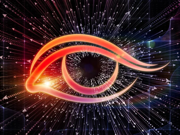 Bilgi serisi gözü. Göz simgesini ve ok Grafik bileşimi için bilim, eğitim ve modern teknoloji konu patlama