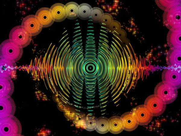 Dalga fonksiyonu serisi. Renkli sinüs titreşimler etkileşimi, ses ekolayzer, konu üzerinde öğeleri ışık ve fraktal müzik spektrum ve kuantum olasılık