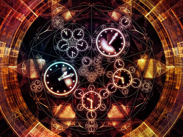 Circles of Time series. Interplay of clock symbols and fractal elements on the subject of science, education and prediction