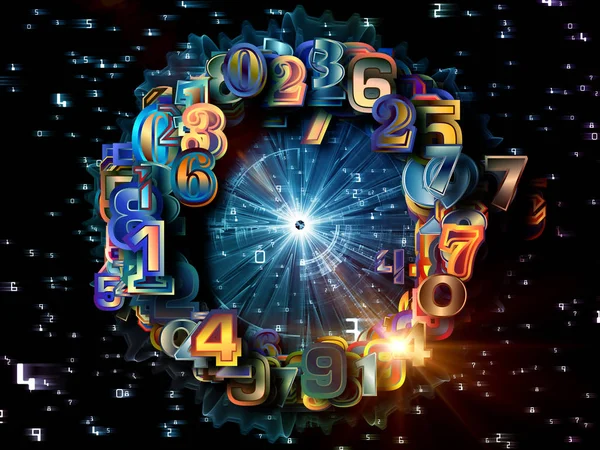 Numbers in Space series. Circular background design made of digits and fractal patters on the subject of science and technology
