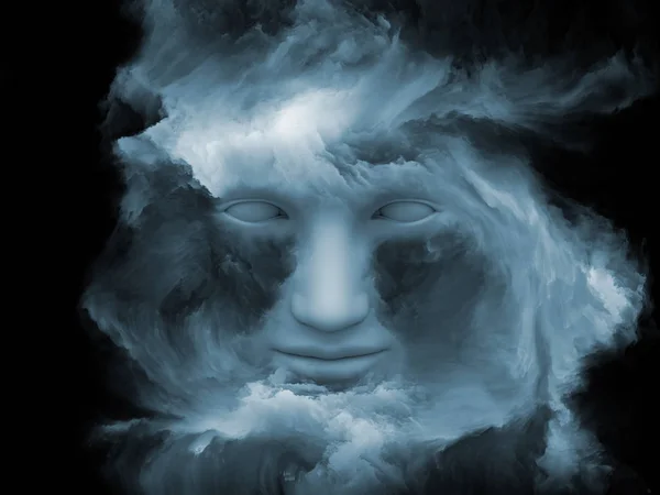 Mind Fog Series Rendering Human Head Morphed Fractal Paint Subject — Stock Photo, Image