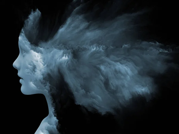Serie Mind Fog Representación Cabeza Humana Transformada Con Pintura Fractal —  Fotos de Stock