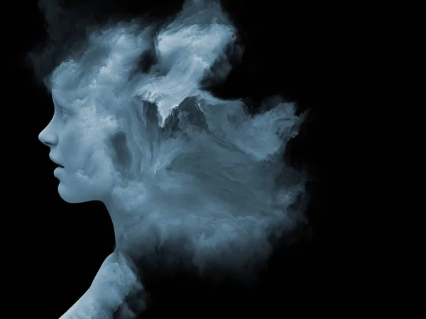 Serie Mind Fog Representación Cara Humana Transformada Con Pintura Fractal —  Fotos de Stock