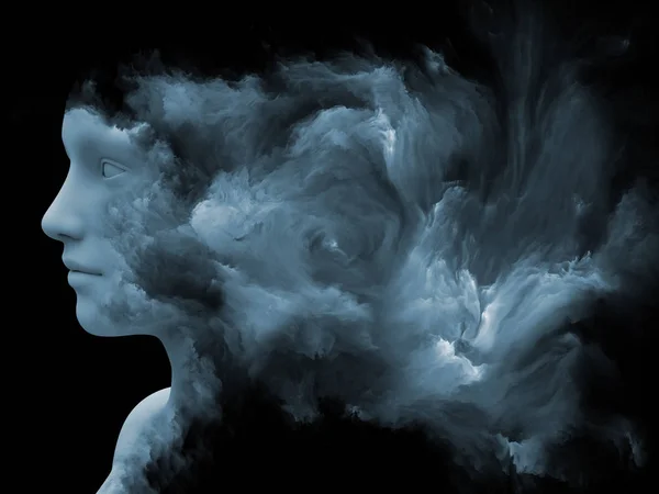 Mind Fog Series Rendering Human Face Morphed Fractal Paint Metaphor — Stock Photo, Image