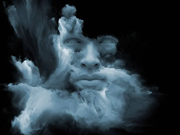 Mind Fog Series Rendering Human Face Morphed Fractal Paint Subject — Stock Photo, Image