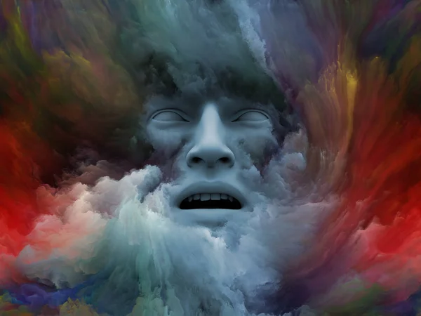 Серия Игр Mind Fog Иллюстрация Выполненная Человеческого Лица Фрактальной Краской — стоковое фото