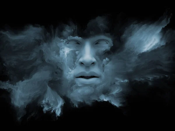 Серия Игр Mind Fog Иллюстрация Человеческого Лица Фрактальной Краской Проектов — стоковое фото