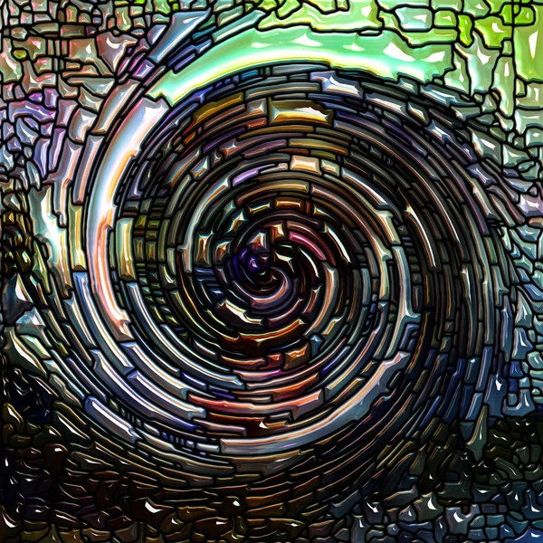 Serie Espiral Twirl Fondo Vidrieras Patrón Remolino Fragmentos Color Sobre —  Fotos de Stock
