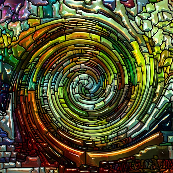 Серия Спиральных Вращений Художественная Абстракция Состоящая Витража Цветовыми Фрагментами Тему — стоковое фото