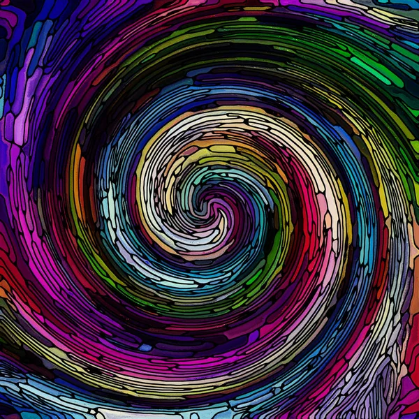 Spiral Twirl Serien Grafisk Komposition Målat Glas Virvel Mönster Färg — Stockfoto