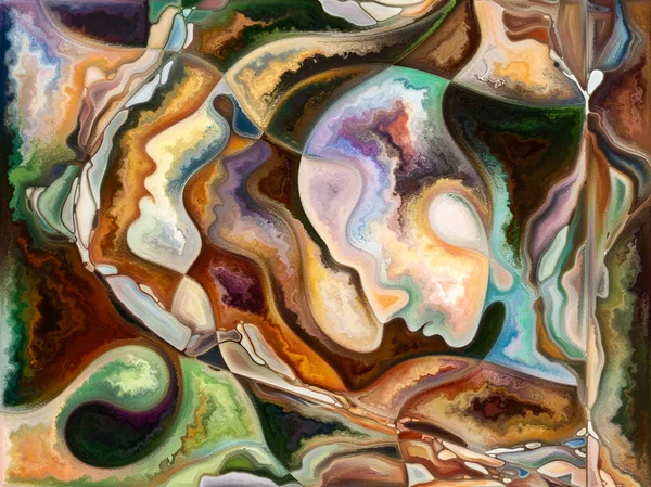 Innere Texturreihe Künstlerische Abstraktion Bestehend Aus Gesichtern Farben Organischen Texturen — Stockfoto