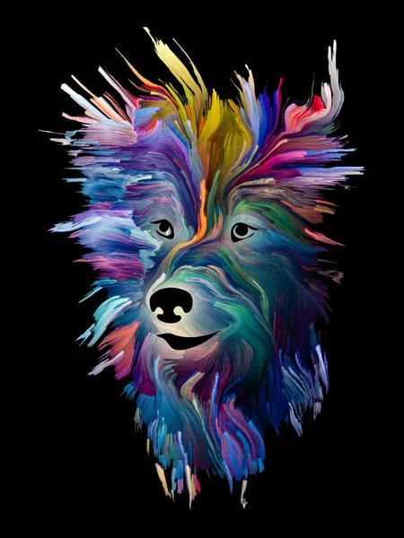 Painting Dog Portrait Black Background Subject Love Friendship Faithfulness Companionship — Stock Photo, Image